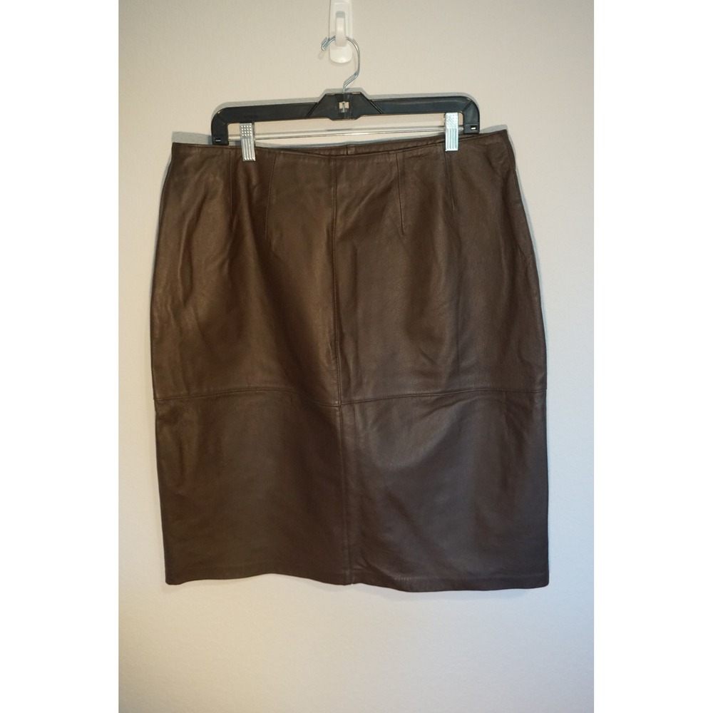 Nygard Collection Womens Brown 100% Genuine Leather Pencil Skirt Sz 16 34495308